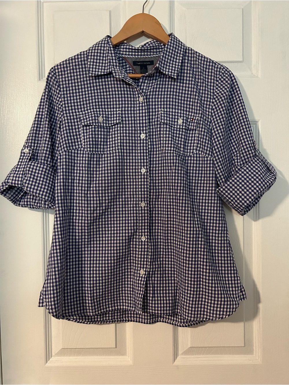 Tommy Hilfiger Gingham Button-Up Blouse